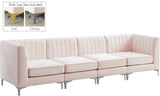 Alina Velvet / Engineered Wood / Metal / Foam Contemporary Pink Velvet Modular Sectional - 119" W x 33.5" D x 31" H