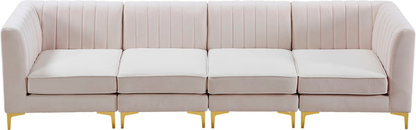 Alina Velvet / Engineered Wood / Metal / Foam Contemporary Pink Velvet Modular Sectional - 119" W x 33.5" D x 31" H