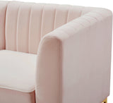 Alina Velvet / Engineered Wood / Metal / Foam Contemporary Pink Velvet Modular Sectional - 119" W x 33.5" D x 31" H