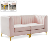 Alina Velvet / Engineered Wood / Metal / Foam Contemporary Pink Velvet Modular Sectional - 67" W x 33.5" D x 31" H