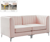 Alina Velvet / Engineered Wood / Metal / Foam Contemporary Pink Velvet Modular Sectional - 67" W x 33.5" D x 31" H