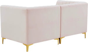 Alina Velvet / Engineered Wood / Metal / Foam Contemporary Pink Velvet Modular Sectional - 67" W x 33.5" D x 31" H