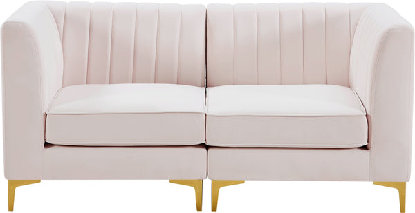 Alina Velvet / Engineered Wood / Metal / Foam Contemporary Pink Velvet Modular Sectional - 67" W x 33.5" D x 31" H