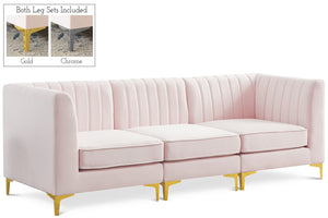 Alina Velvet / Engineered Wood / Metal / Foam Contemporary Pink Velvet Modular Sectional - 93" W x 33.5" D x 31" H