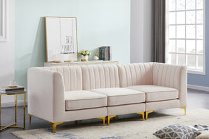 Alina Velvet / Engineered Wood / Metal / Foam Contemporary Pink Velvet Modular Sectional - 93" W x 33.5" D x 31" H