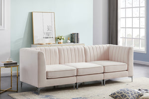 Alina Velvet / Engineered Wood / Metal / Foam Contemporary Pink Velvet Modular Sectional - 93" W x 33.5" D x 31" H