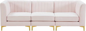 Alina Velvet / Engineered Wood / Metal / Foam Contemporary Pink Velvet Modular Sectional - 93" W x 33.5" D x 31" H