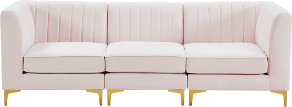Alina Velvet / Engineered Wood / Metal / Foam Contemporary Pink Velvet Modular Sectional - 93" W x 33.5" D x 31" H