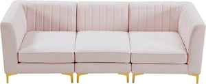 Alina Velvet / Engineered Wood / Metal / Foam Contemporary Pink Velvet Modular Sectional - 93" W x 33.5" D x 31" H