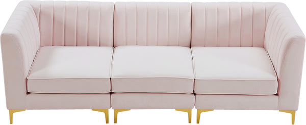 Alina Velvet / Engineered Wood / Metal / Foam Contemporary Pink Velvet Modular Sectional - 93" W x 33.5" D x 31" H