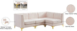 Alina Velvet / Engineered Wood / Metal / Foam Contemporary Pink Velvet Modular Sectional - 93" W x 67" D x 31" H