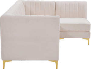 Alina Velvet / Engineered Wood / Metal / Foam Contemporary Pink Velvet Modular Sectional - 93" W x 67" D x 31" H