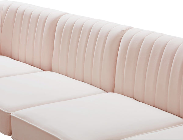 Alina Velvet / Engineered Wood / Metal / Foam Contemporary Pink Velvet Modular Sectional - 93" W x 67" D x 31" H