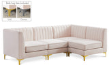 Alina Velvet / Engineered Wood / Metal / Foam Contemporary Pink Velvet Modular Sectional - 93" W x 67" D x 31" H