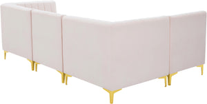 Alina Velvet / Engineered Wood / Metal / Foam Contemporary Pink Velvet Modular Sectional - 93" W x 67" D x 31" H