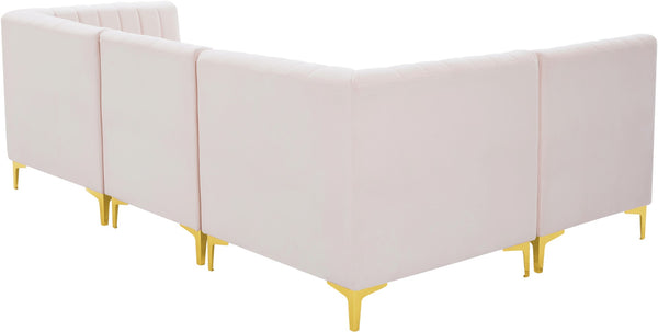 Alina Velvet / Engineered Wood / Metal / Foam Contemporary Pink Velvet Modular Sectional - 93" W x 67" D x 31" H