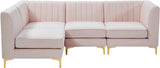 Alina Velvet / Engineered Wood / Metal / Foam Contemporary Pink Velvet Modular Sectional - 93" W x 67" D x 31" H