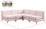 Alina Velvet / Engineered Wood / Metal / Foam Contemporary Pink Velvet Modular Sectional - 85.5" W x 85.5" D x 31" H