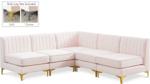 Alina Velvet / Engineered Wood / Metal / Foam Contemporary Pink Velvet Modular Sectional - 85.5" W x 85.5" D x 31" H