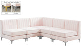 Alina Velvet / Engineered Wood / Metal / Foam Contemporary Pink Velvet Modular Sectional - 85.5" W x 85.5" D x 31" H