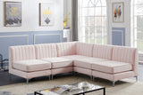 Alina Velvet / Engineered Wood / Metal / Foam Contemporary Pink Velvet Modular Sectional - 85.5" W x 85.5" D x 31" H