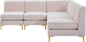 Alina Velvet / Engineered Wood / Metal / Foam Contemporary Pink Velvet Modular Sectional - 85.5" W x 85.5" D x 31" H