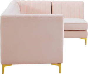 Alina Velvet / Engineered Wood / Metal / Foam Contemporary Pink Velvet Modular Sectional - 119" W x 59.5" D x 31" H