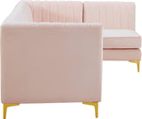 Alina Velvet / Engineered Wood / Metal / Foam Contemporary Pink Velvet Modular Sectional - 119" W x 59.5" D x 31" H