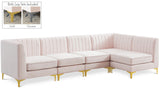 Alina Velvet / Engineered Wood / Metal / Foam Contemporary Pink Velvet Modular Sectional - 119" W x 59.5" D x 31" H