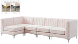 Alina Velvet / Engineered Wood / Metal / Foam Contemporary Pink Velvet Modular Sectional - 119" W x 59.5" D x 31" H