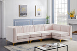 Alina Velvet / Engineered Wood / Metal / Foam Contemporary Pink Velvet Modular Sectional - 119" W x 59.5" D x 31" H