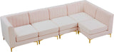 Alina Velvet / Engineered Wood / Metal / Foam Contemporary Pink Velvet Modular Sectional - 119" W x 59.5" D x 31" H