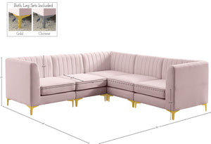 Alina Velvet / Engineered Wood / Metal / Foam Contemporary Pink Velvet Modular Sectional - 93" W x 93" D x 31" H