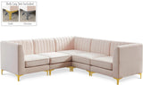 Alina Velvet / Engineered Wood / Metal / Foam Contemporary Pink Velvet Modular Sectional - 93" W x 93" D x 31" H