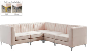 Alina Velvet / Engineered Wood / Metal / Foam Contemporary Pink Velvet Modular Sectional - 93" W x 93" D x 31" H