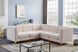 Alina Velvet / Engineered Wood / Metal / Foam Contemporary Pink Velvet Modular Sectional - 93" W x 93" D x 31" H