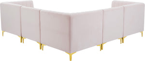 Alina Velvet / Engineered Wood / Metal / Foam Contemporary Pink Velvet Modular Sectional - 93" W x 93" D x 31" H
