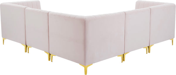 Alina Velvet / Engineered Wood / Metal / Foam Contemporary Pink Velvet Modular Sectional - 93" W x 93" D x 31" H