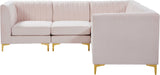 Alina Velvet / Engineered Wood / Metal / Foam Contemporary Pink Velvet Modular Sectional - 93" W x 93" D x 31" H