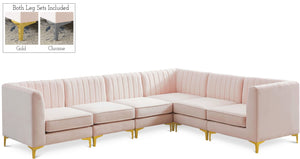 Alina Velvet / Engineered Wood / Metal / Foam Contemporary Pink Velvet Modular Sectional - 119" W x 93" D x 31" H