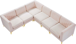 Alina Velvet / Engineered Wood / Metal / Foam Contemporary Pink Velvet Modular Sectional - 119" W x 93" D x 31" H