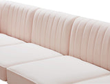 Alina Velvet / Engineered Wood / Metal / Foam Contemporary Pink Velvet Modular Sectional - 119" W x 93" D x 31" H