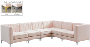 Alina Velvet / Engineered Wood / Metal / Foam Contemporary Pink Velvet Modular Sectional - 119" W x 93" D x 31" H