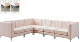 Alina Velvet / Engineered Wood / Metal / Foam Contemporary Pink Velvet Modular Sectional - 119" W x 93" D x 31" H