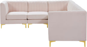 Alina Velvet / Engineered Wood / Metal / Foam Contemporary Pink Velvet Modular Sectional - 119" W x 93" D x 31" H