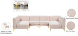 Alina Velvet / Engineered Wood / Metal / Foam Contemporary Pink Velvet Modular Sectional - 119" W x 59.5" D x 31" H