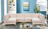 Alina Velvet / Engineered Wood / Metal / Foam Contemporary Pink Velvet Modular Sectional - 119" W x 59.5" D x 31" H