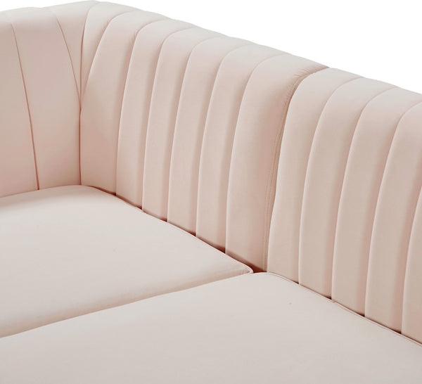 Alina Velvet / Engineered Wood / Metal / Foam Contemporary Pink Velvet Modular Sectional - 145" W x 59.5" D x 31" H