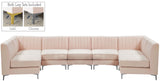 Alina Velvet / Engineered Wood / Metal / Foam Contemporary Pink Velvet Modular Sectional - 145" W x 59.5" D x 31" H