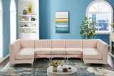 Alina Velvet / Engineered Wood / Metal / Foam Contemporary Pink Velvet Modular Sectional - 145" W x 59.5" D x 31" H